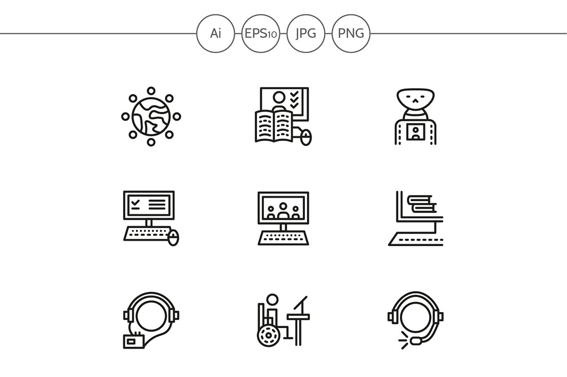 Education online line icons. Set 3 cover image.