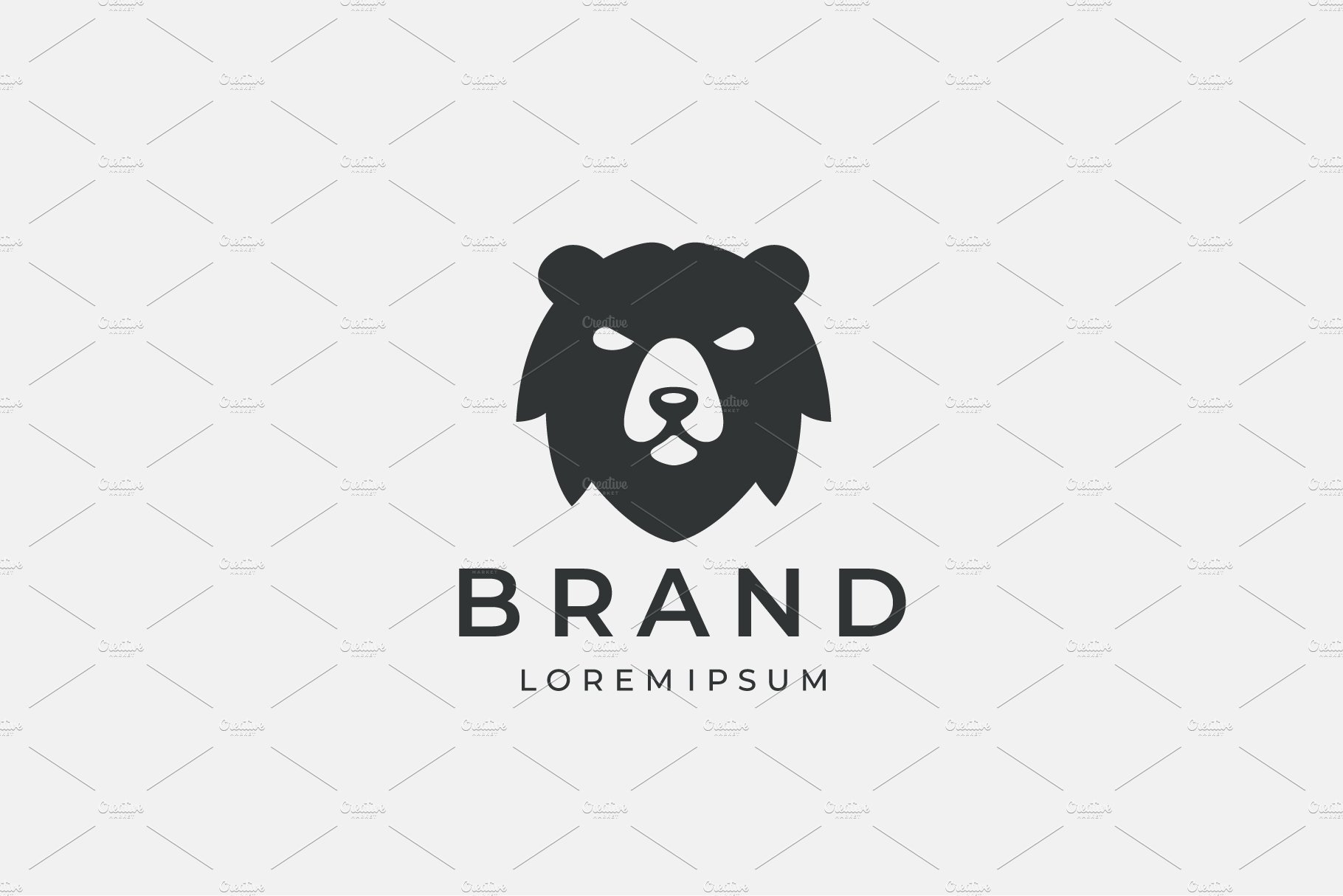 Bear head logo icon design template. preview image.