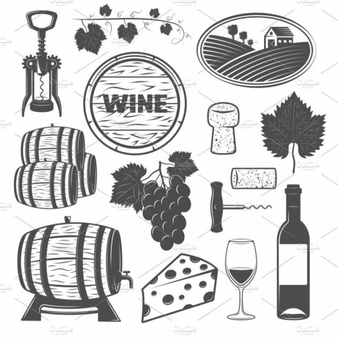 Wine Monochrome Objects Set cover image.