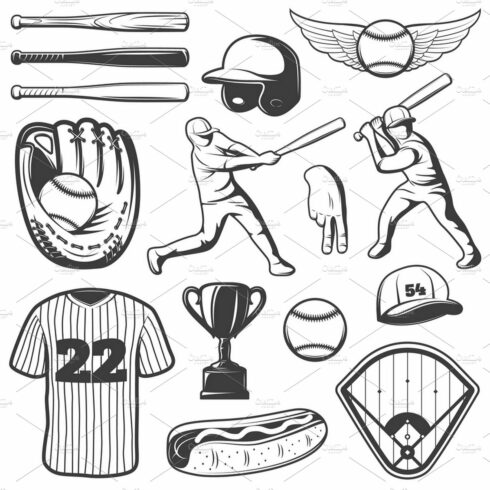 Baseball Monochrome Elements Set cover image.