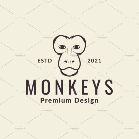 face monkey line hipster logo design cover image.