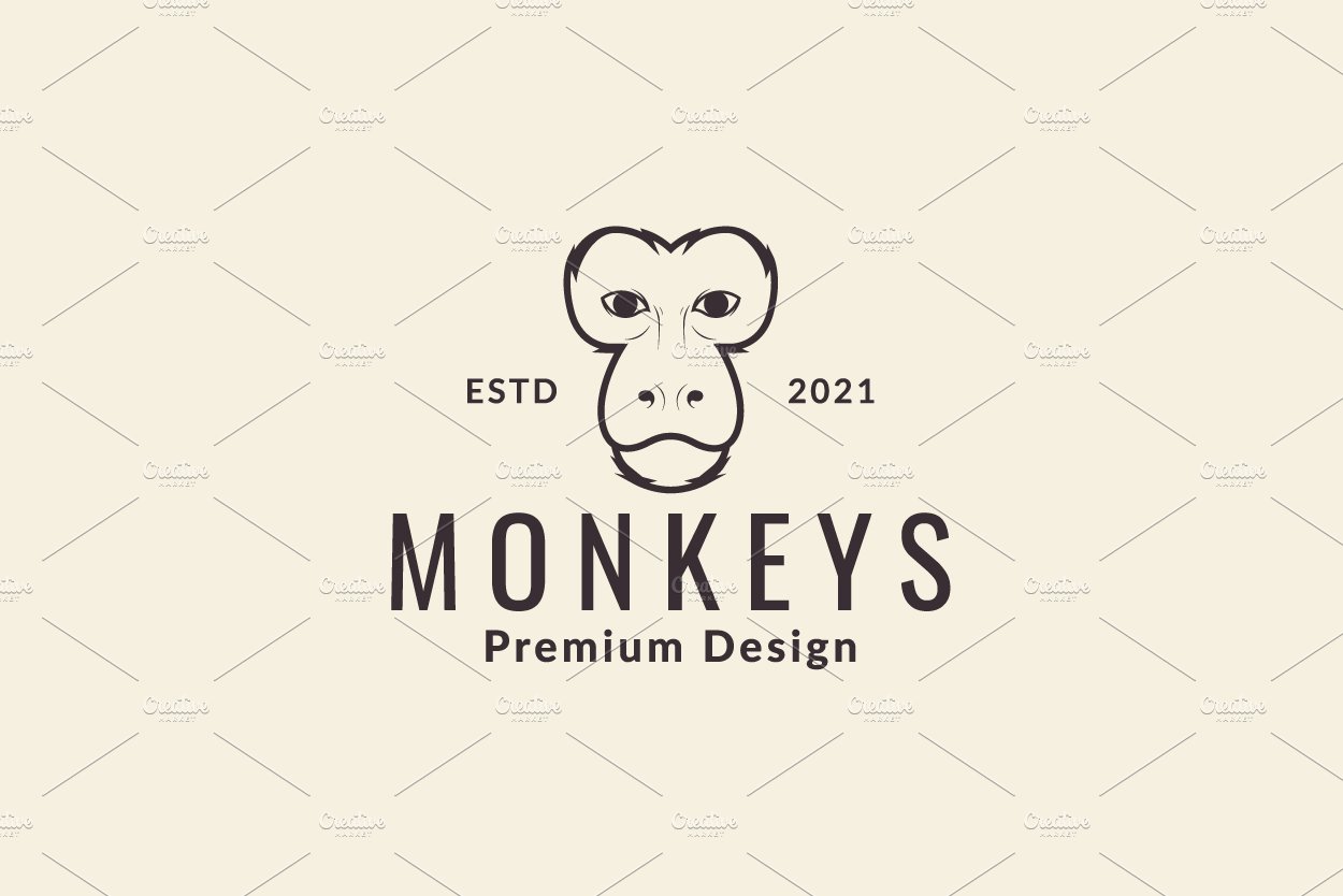 face monkey line hipster logo design cover image.