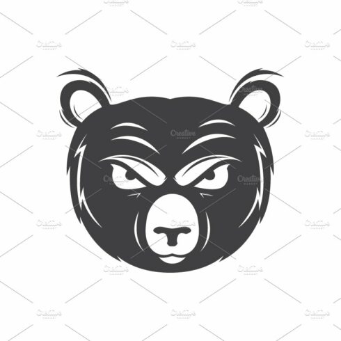 face angry black bear logo design cover image.