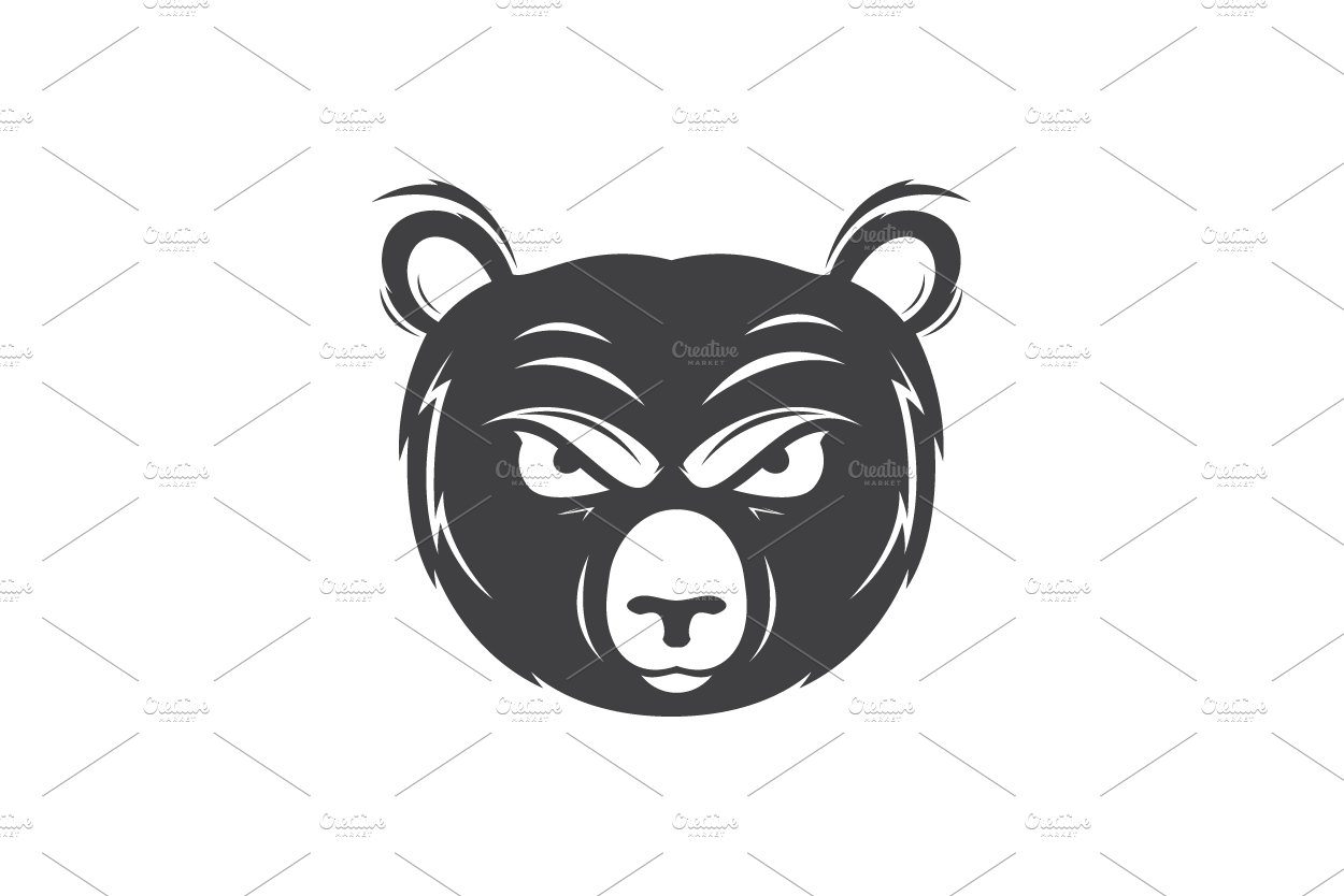 face angry black bear logo design cover image.