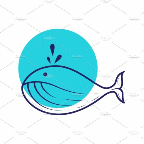 line cute big whale logo design cover image.