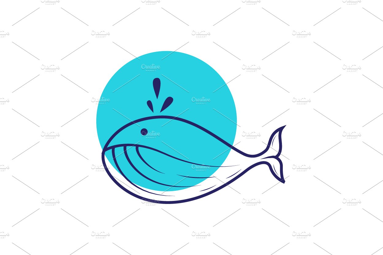 line cute big whale logo design cover image.