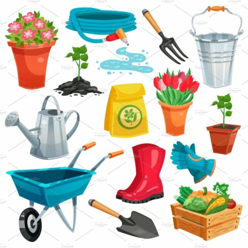 Garden colored isolated icons set cover image.