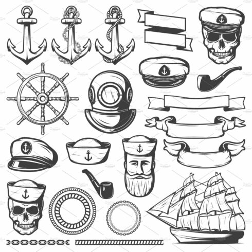 Vintage Sailor Naval Icon Set cover image.