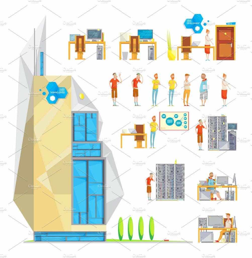Software Development Department Design Layout Software development office elements – MasterBundles