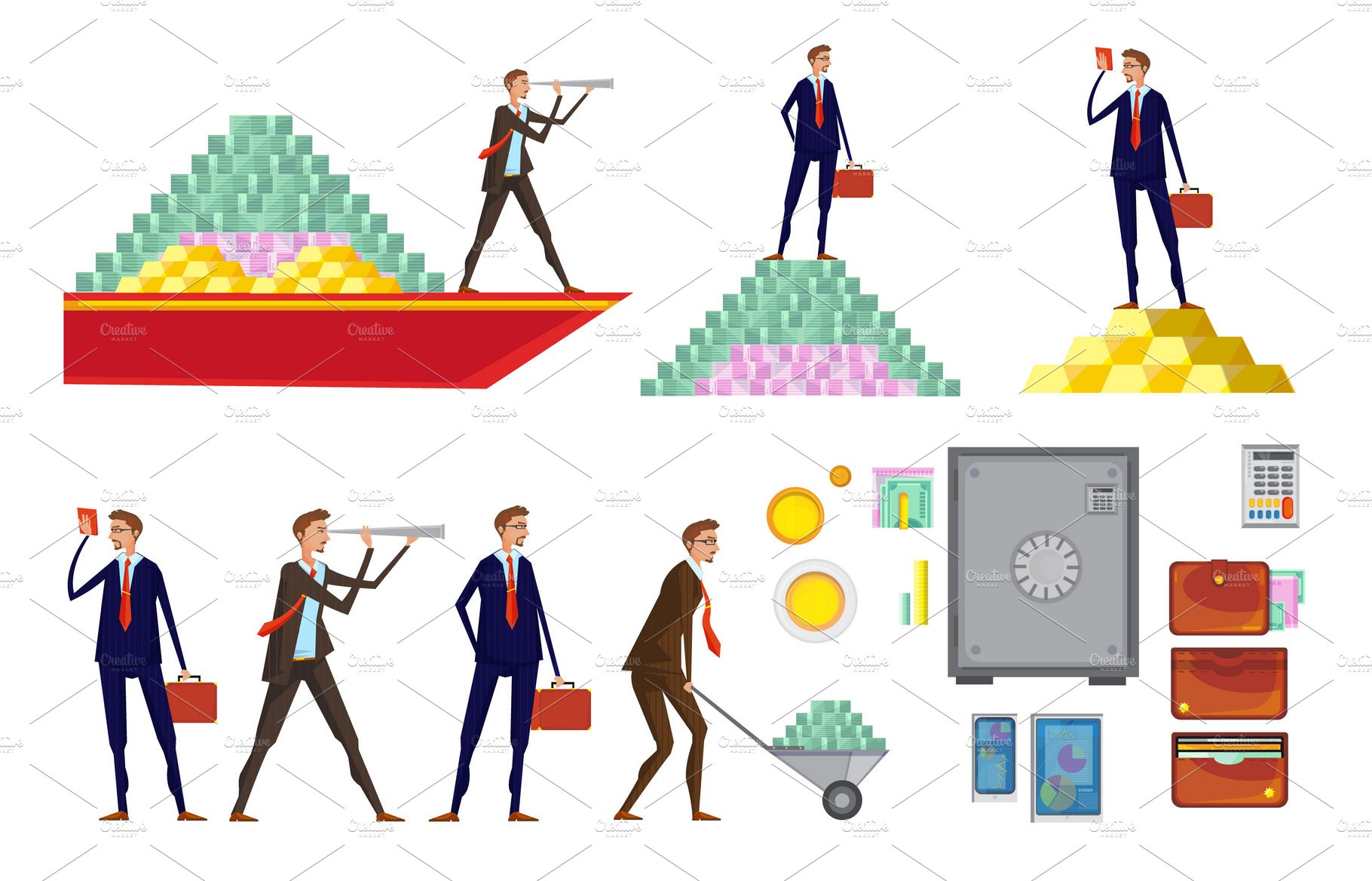Financial wealth doodle images set cover image.