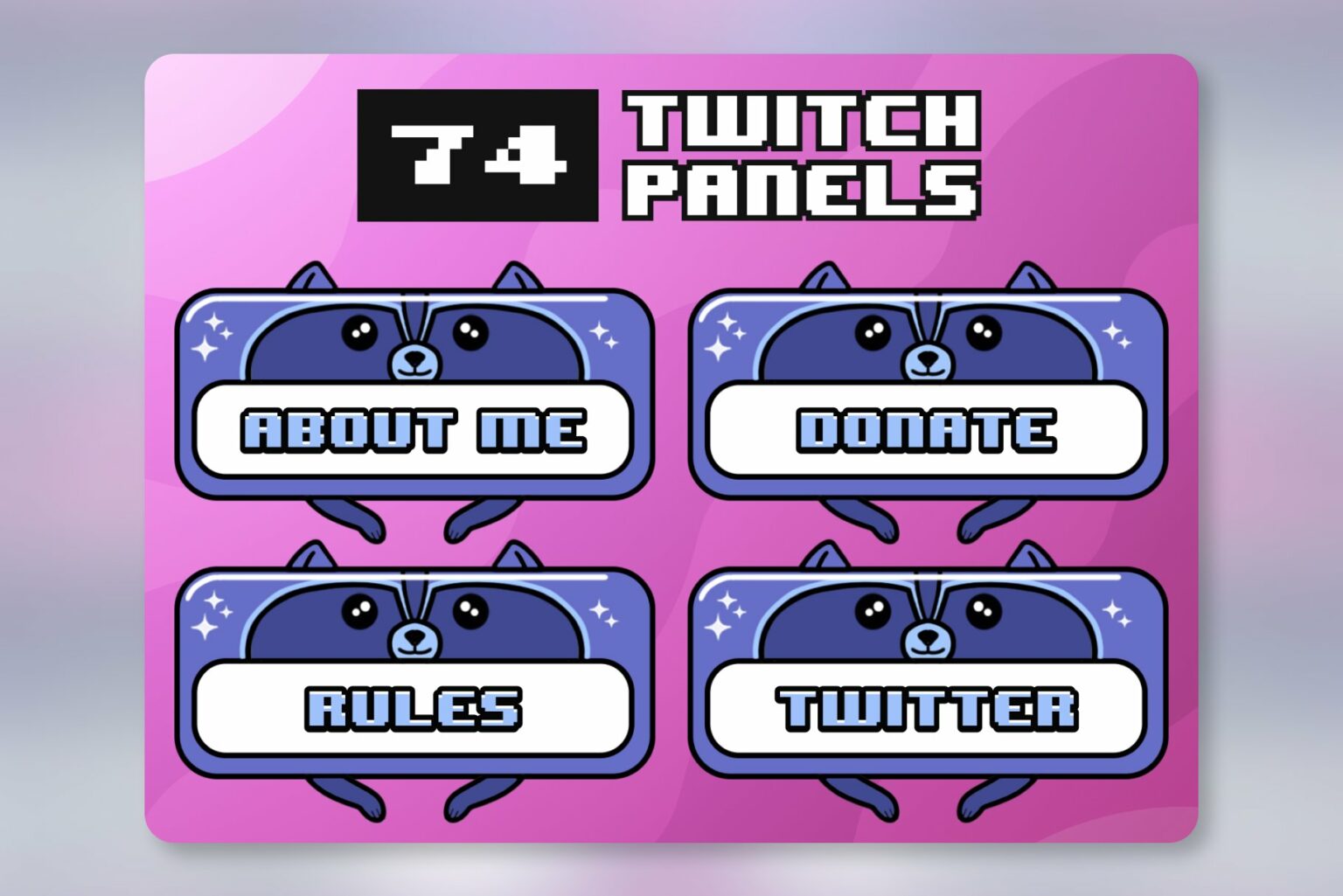 74x Blue Raccoon Twitch Panels – MasterBundles