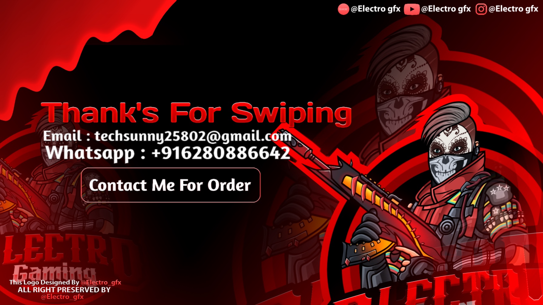 Red background with a skeleton holding a guitar.