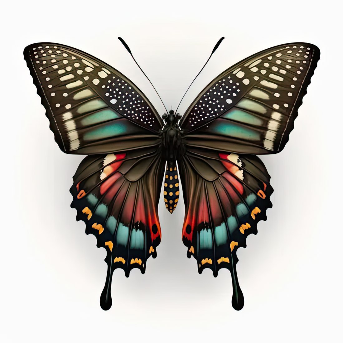 Colorful butterfly with black.