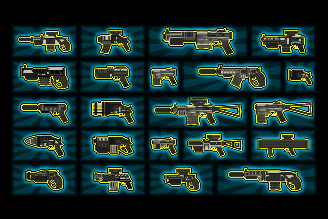 Weapons icons set preview image.
