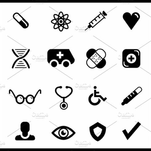 Vector medical icons set cover image.