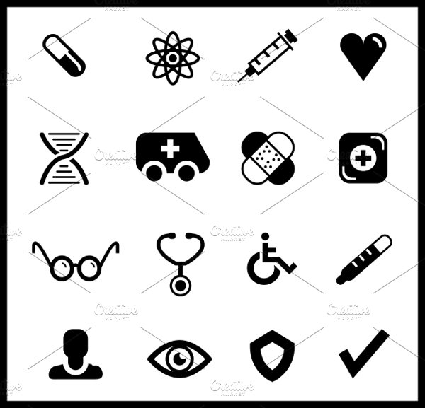 Vector medical icons set cover image.