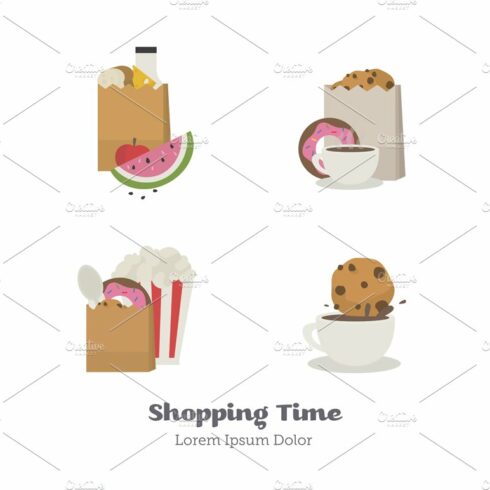Shopping bags vector icons cover image.