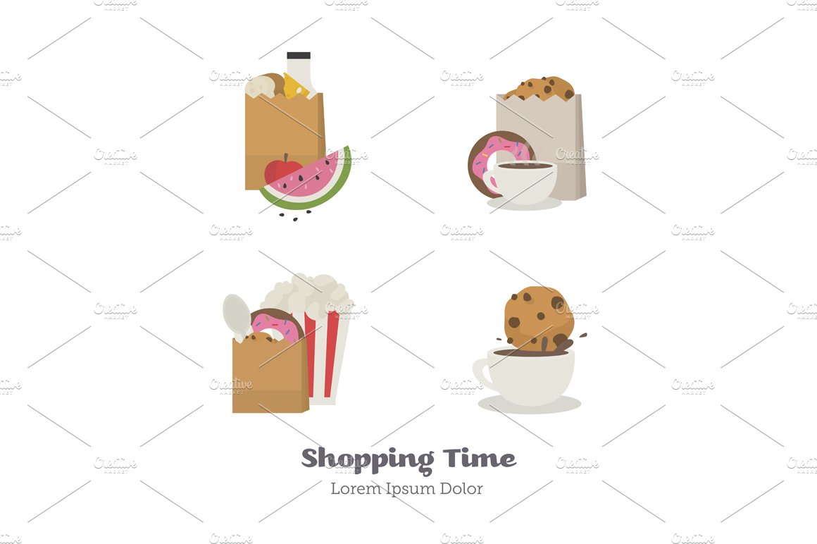 Shopping bags vector icons cover image.