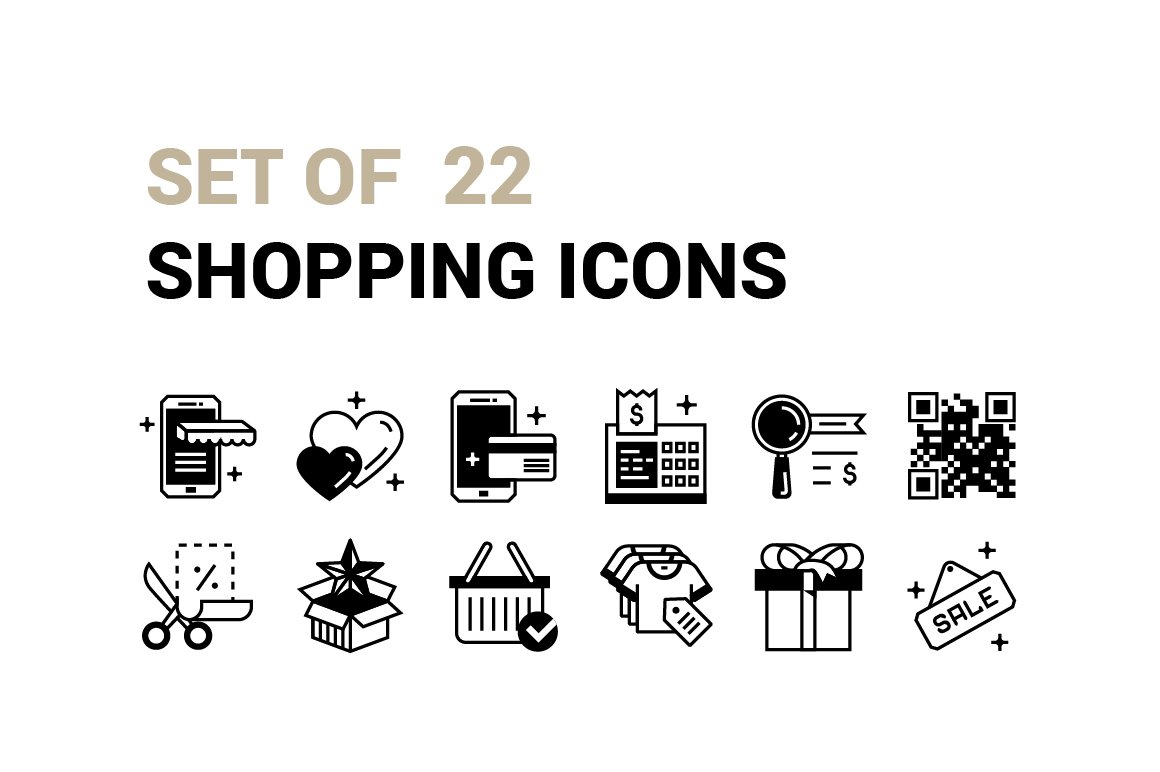 Set of 22 Shopping Icons. cover image.