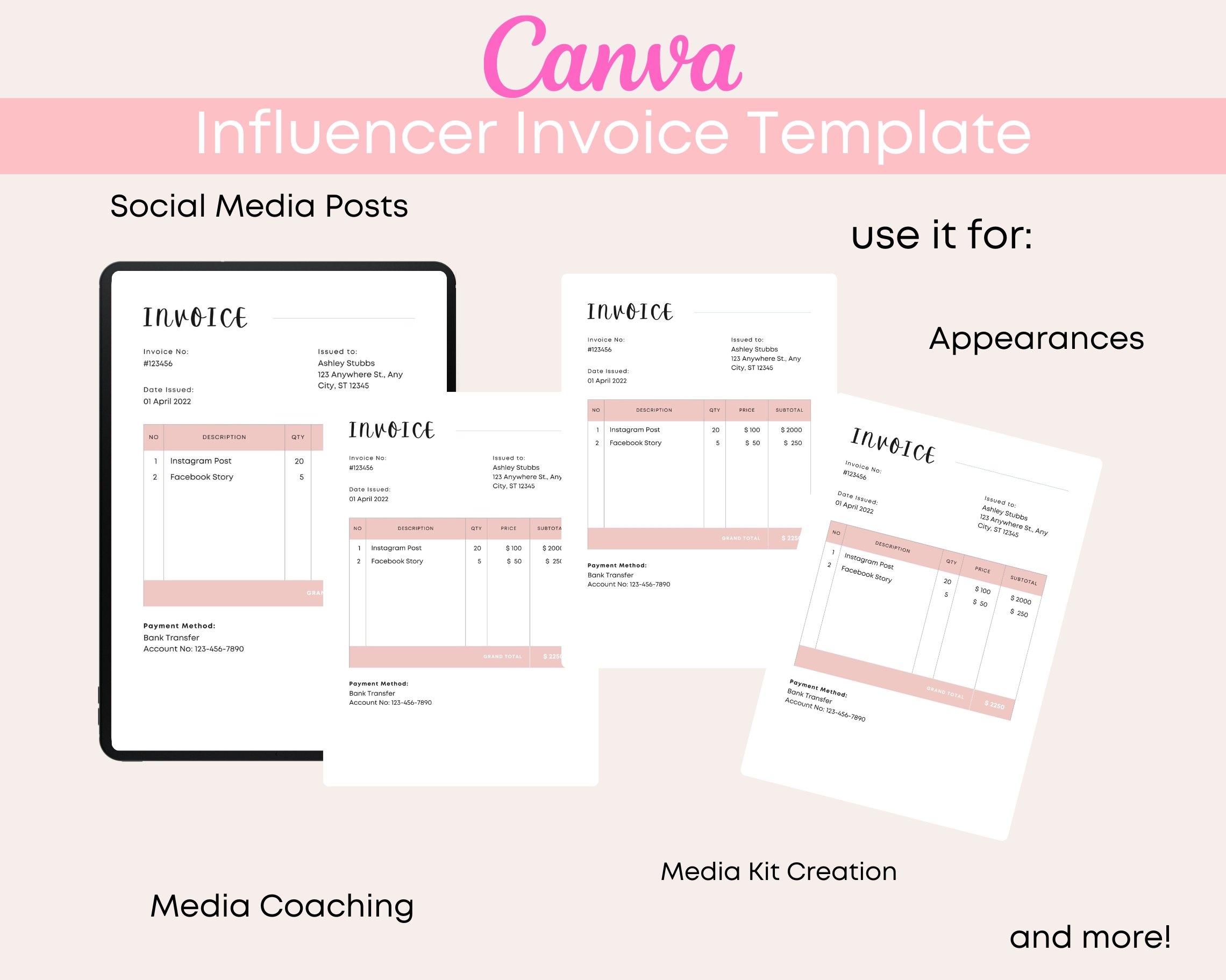 Invoice Template -Editable in Canva cover image.