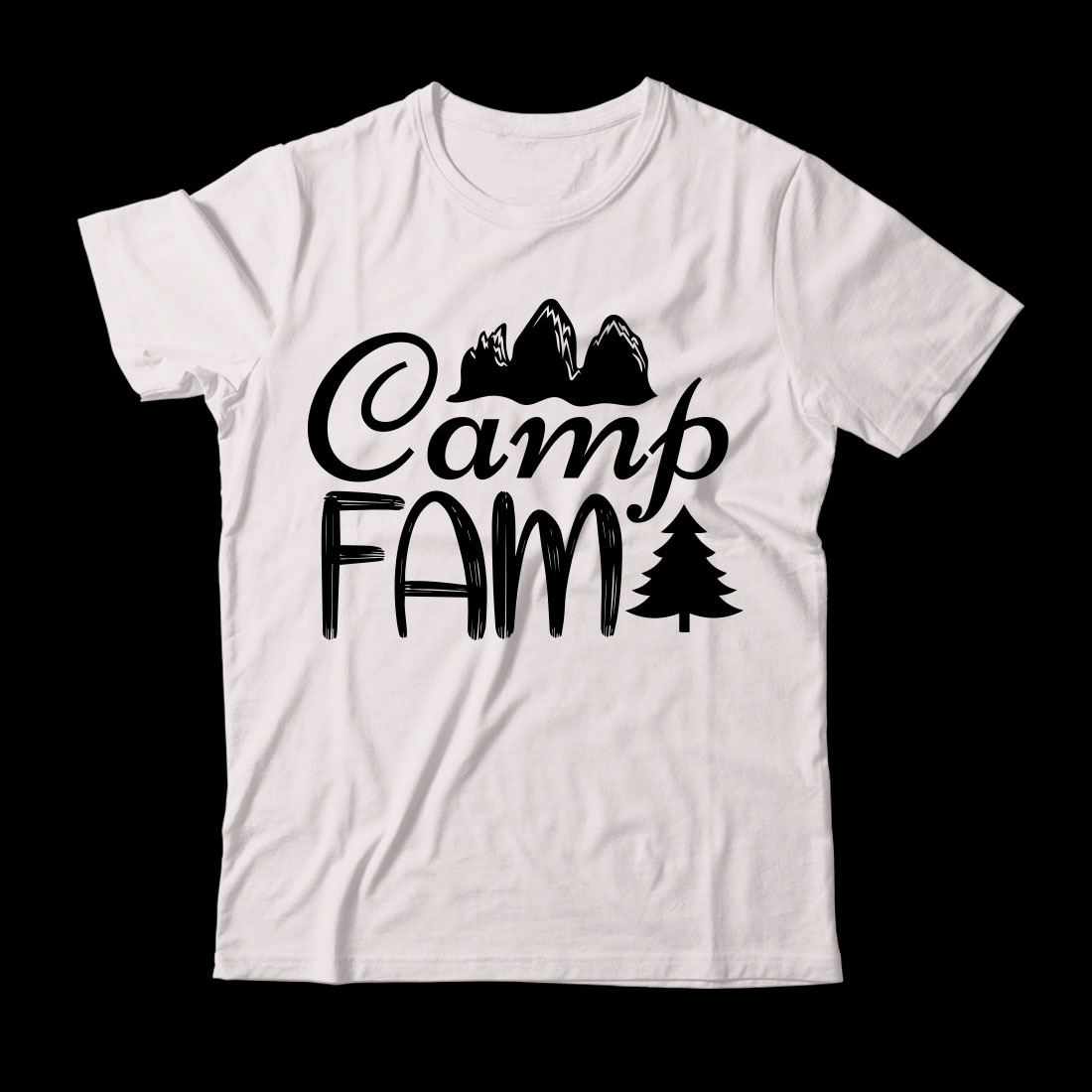 White t - shirt that says camp fam.