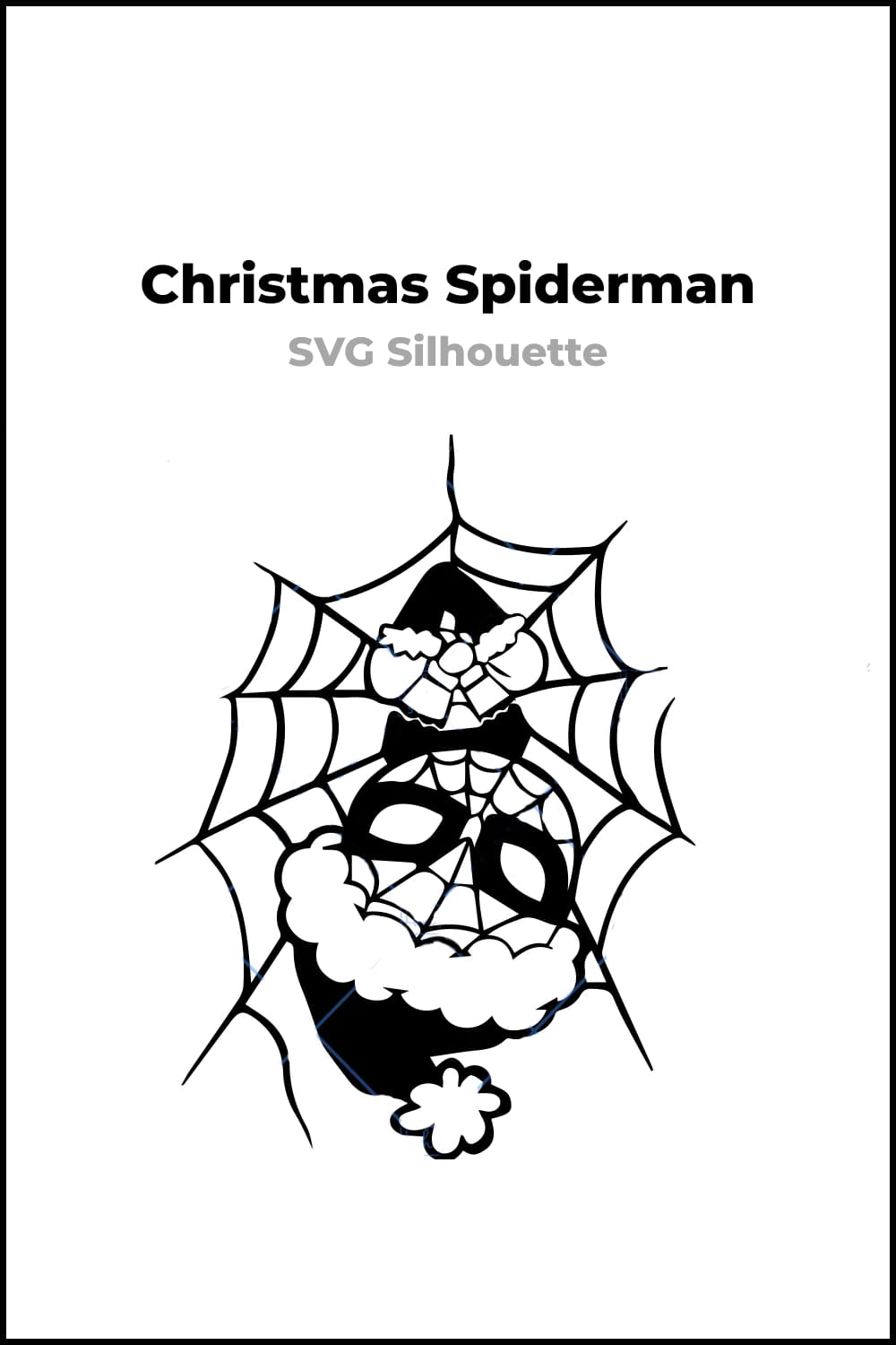 Spiderman silhouette with Santa Claus's cap in a web.