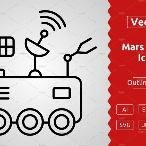 Vector Mars Rover Outline Icon cover image.