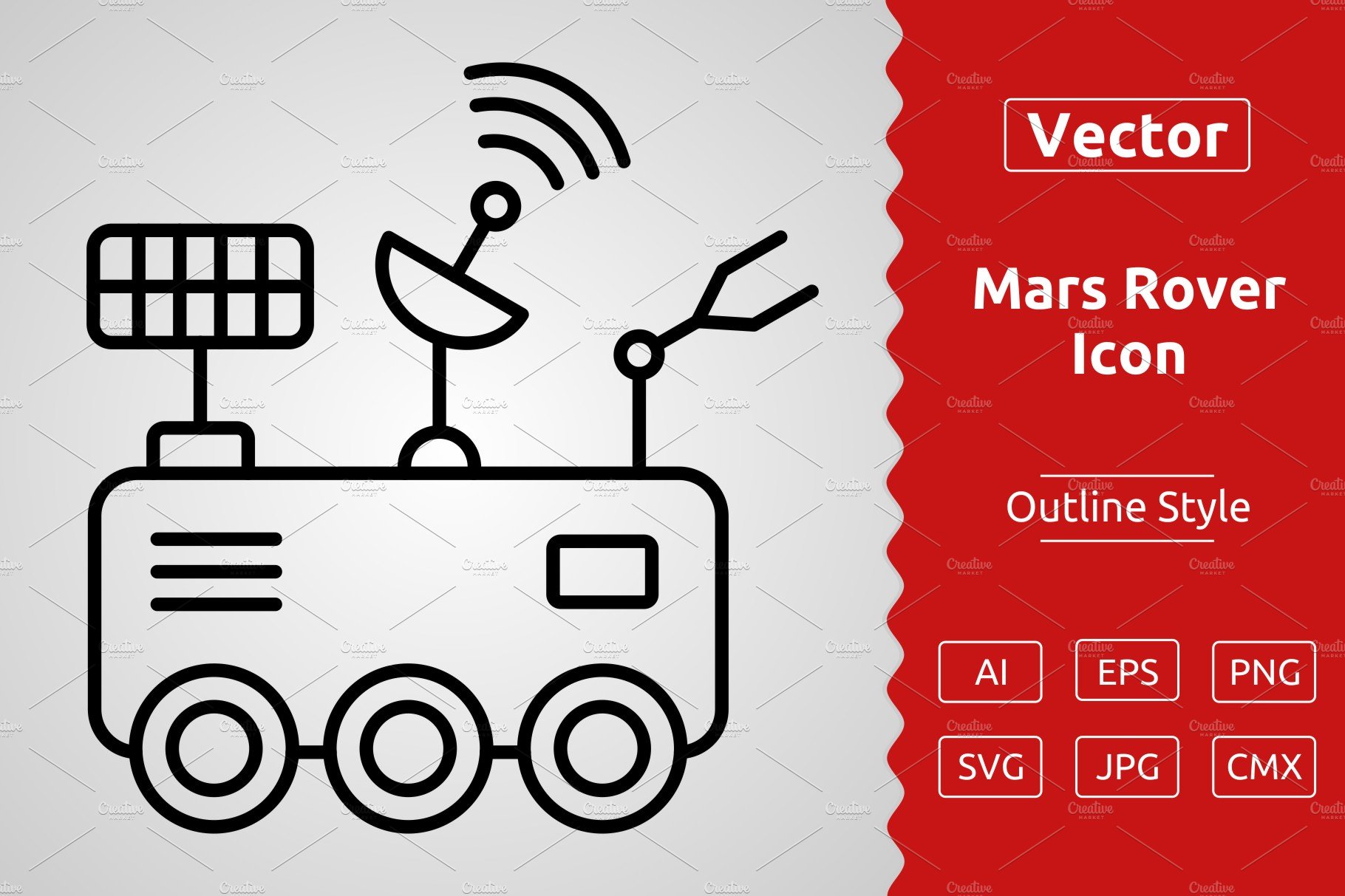 Vector Mars Rover Outline Icon cover image.