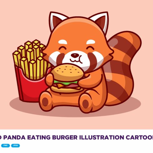 Cute Red Panda Eating Burger Cartoon cover image.