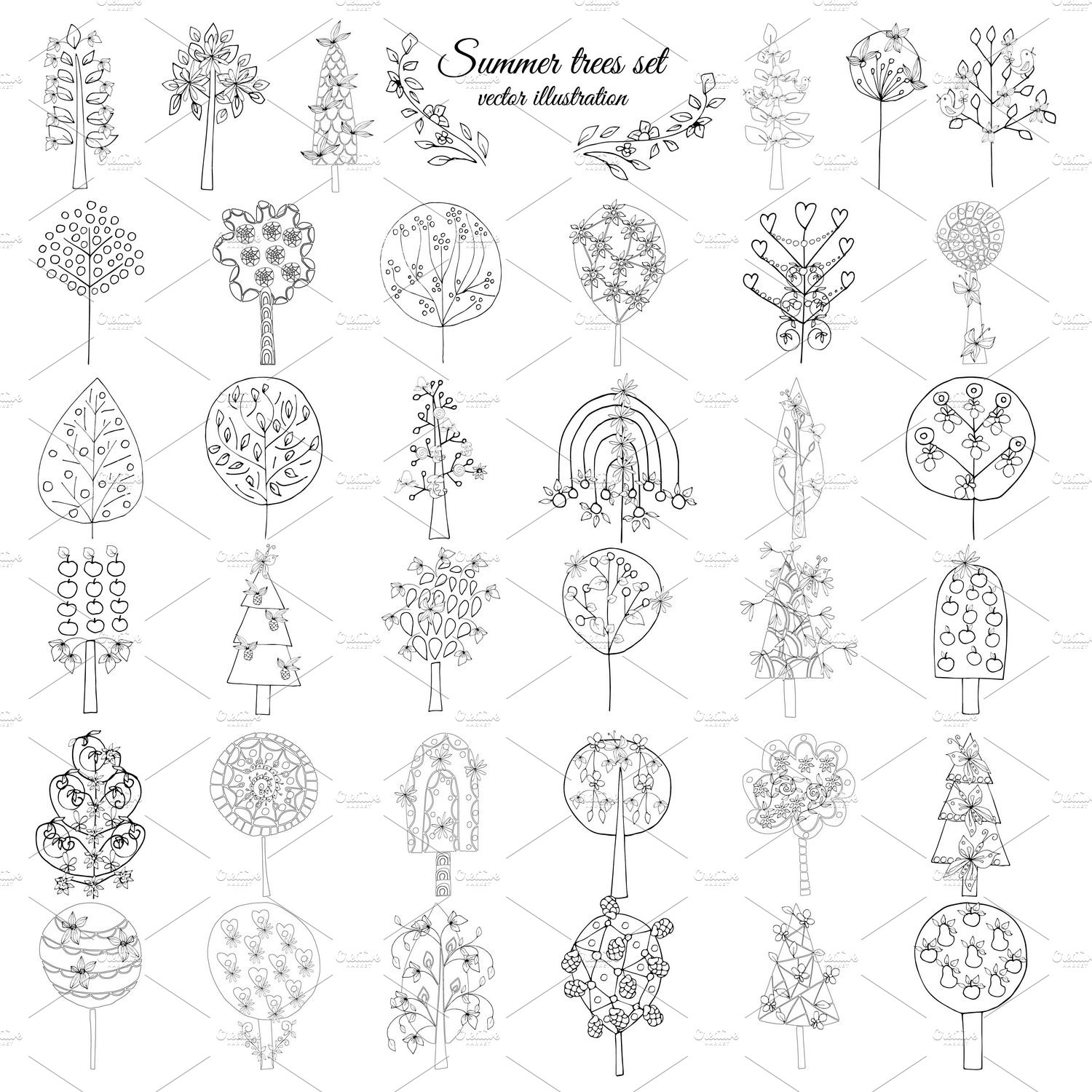 Monochrome Floral Elements Set cover image.