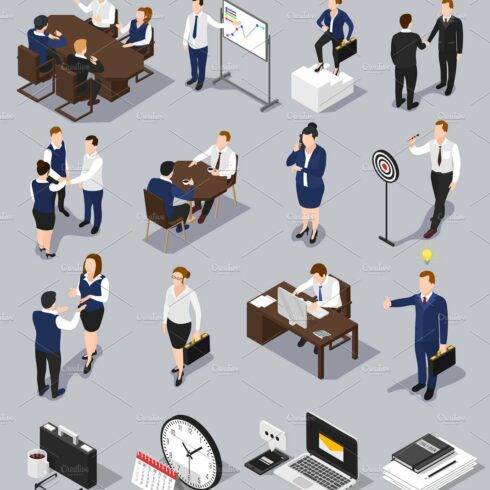 Isometric people business collection cover image.