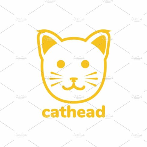 face cute yellow cat logo design cover image.