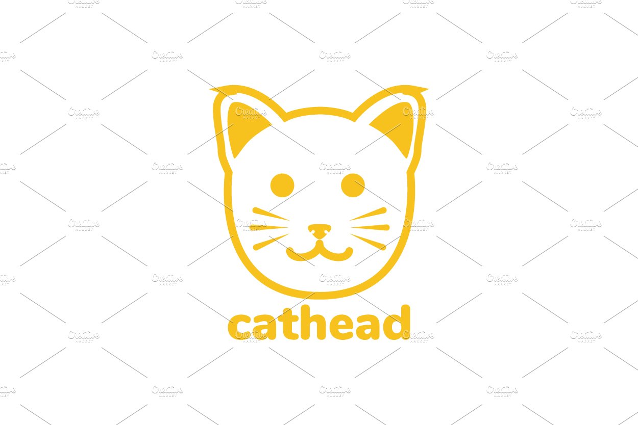 face cute yellow cat logo design cover image.