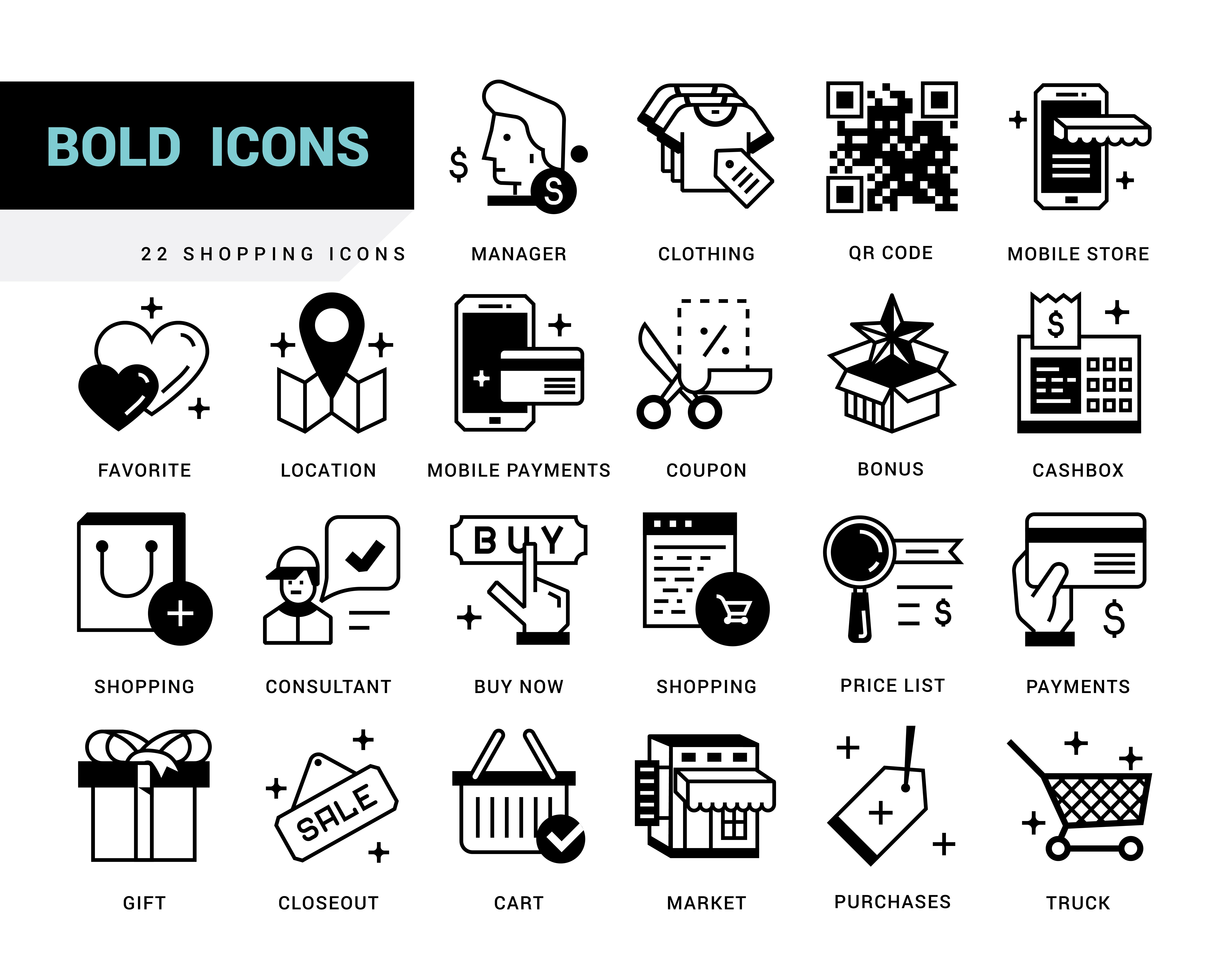 Set of 22 Shopping Icons. preview image.