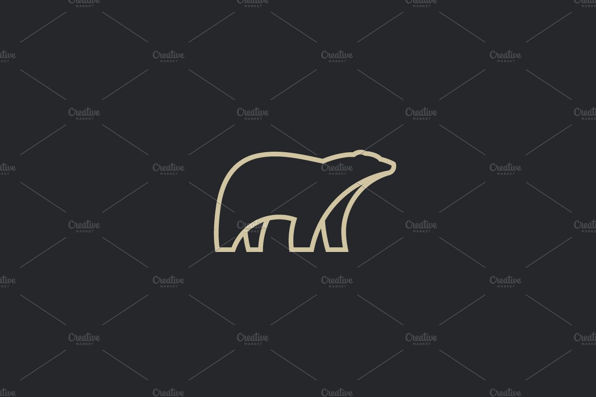 Polar bear linear logo. Animal vector logotype cover image.