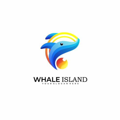 whale logo vector gradient color cover image.
