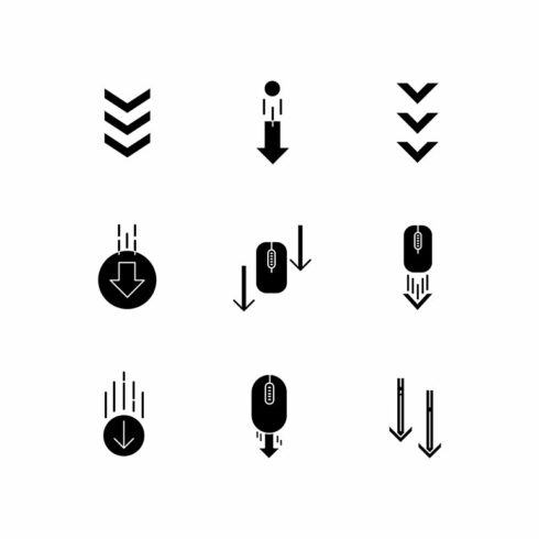 Scrolling down arrows glyph icons cover image.