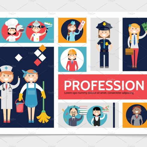 Profession icons infographic set cover image.