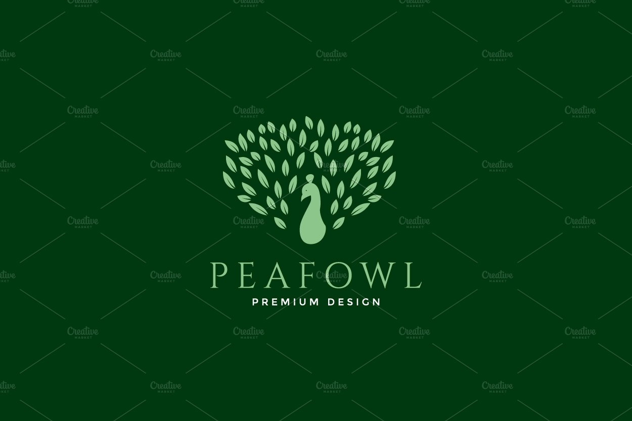 Peafowl or peacock leaf tail logo cover image.