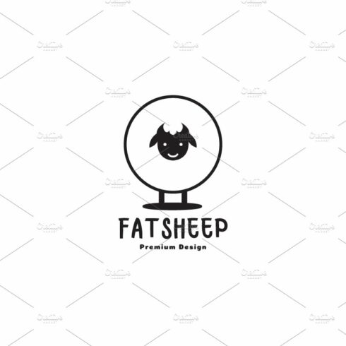 cartoon cute fat sheep logo symbol cover image.