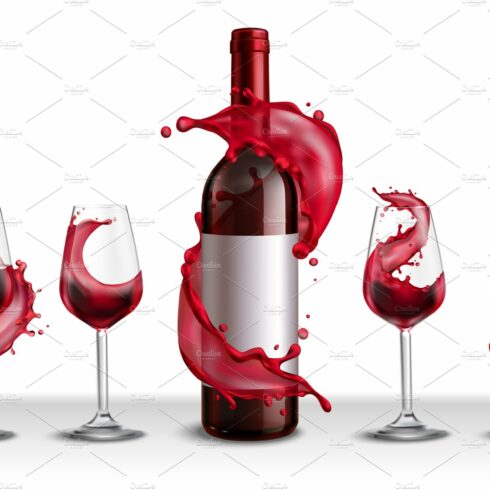 Wine splash realistic set cover image.