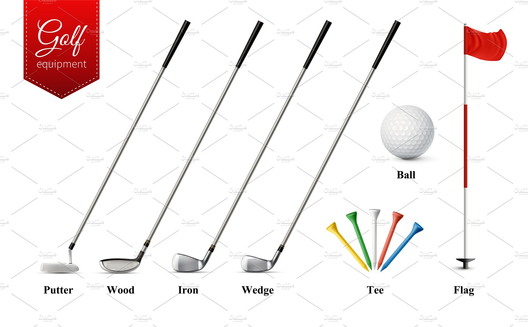 Golf equipment realistic set cover image.