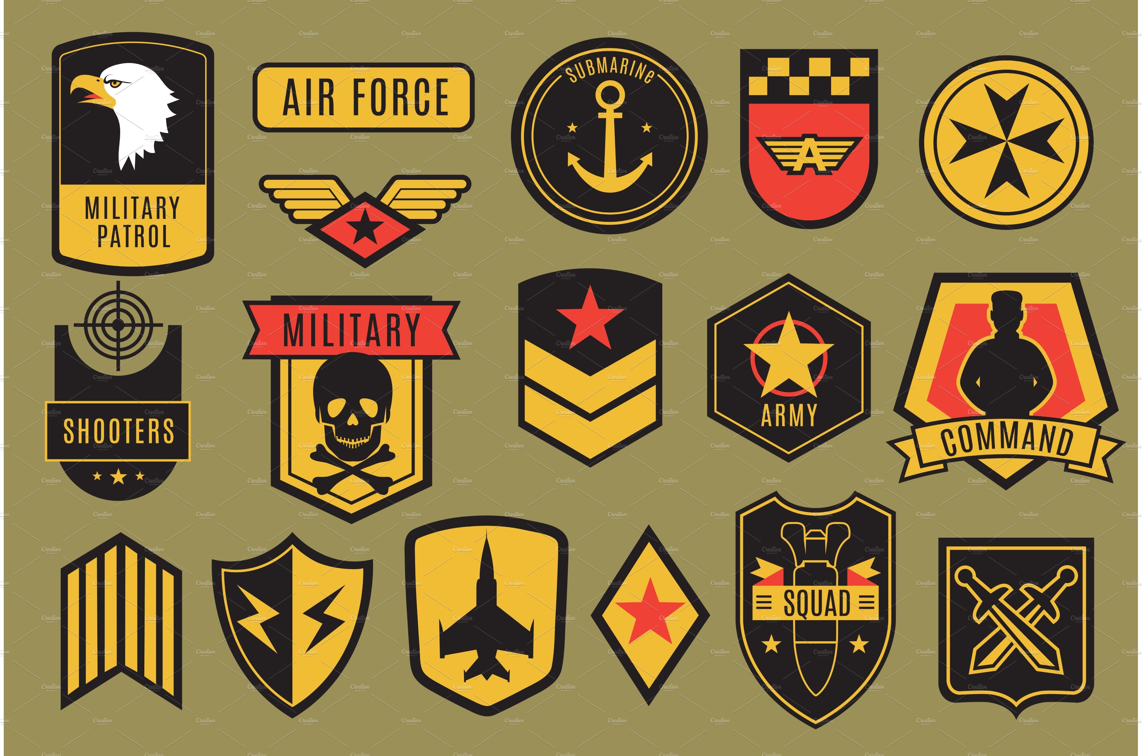 Unique Military Patch Display with a Splash of Color