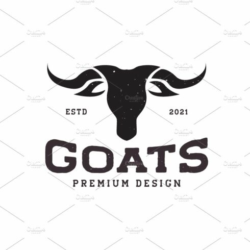 vintage head goat black logo design cover image.