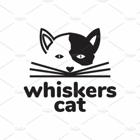 face cute Cat whiskers logo design cover image.