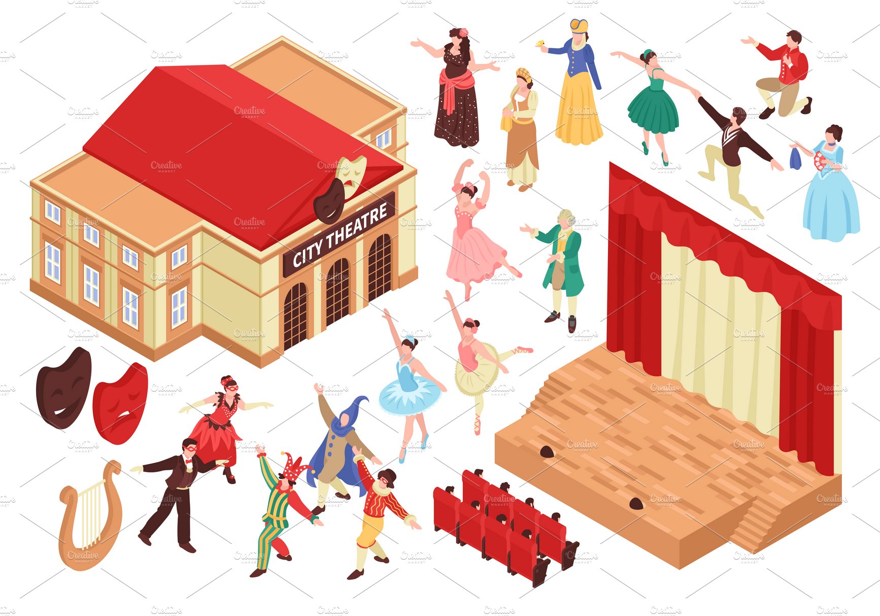 Isometric opera theatre set cover image.