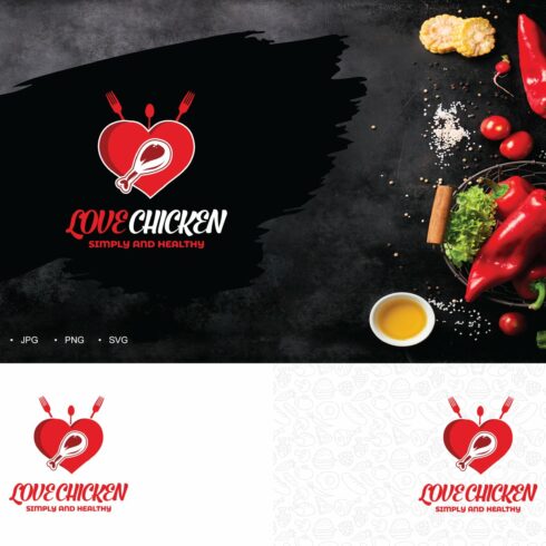 Love chicken food logo cover image.