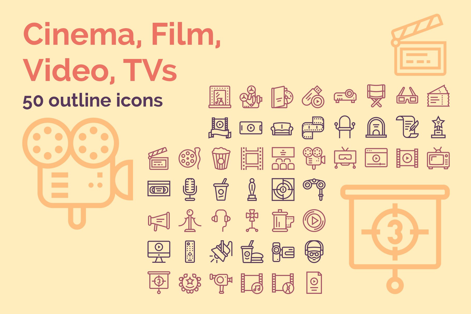50 Icons: Cinema, Film, Video, TV cover image.