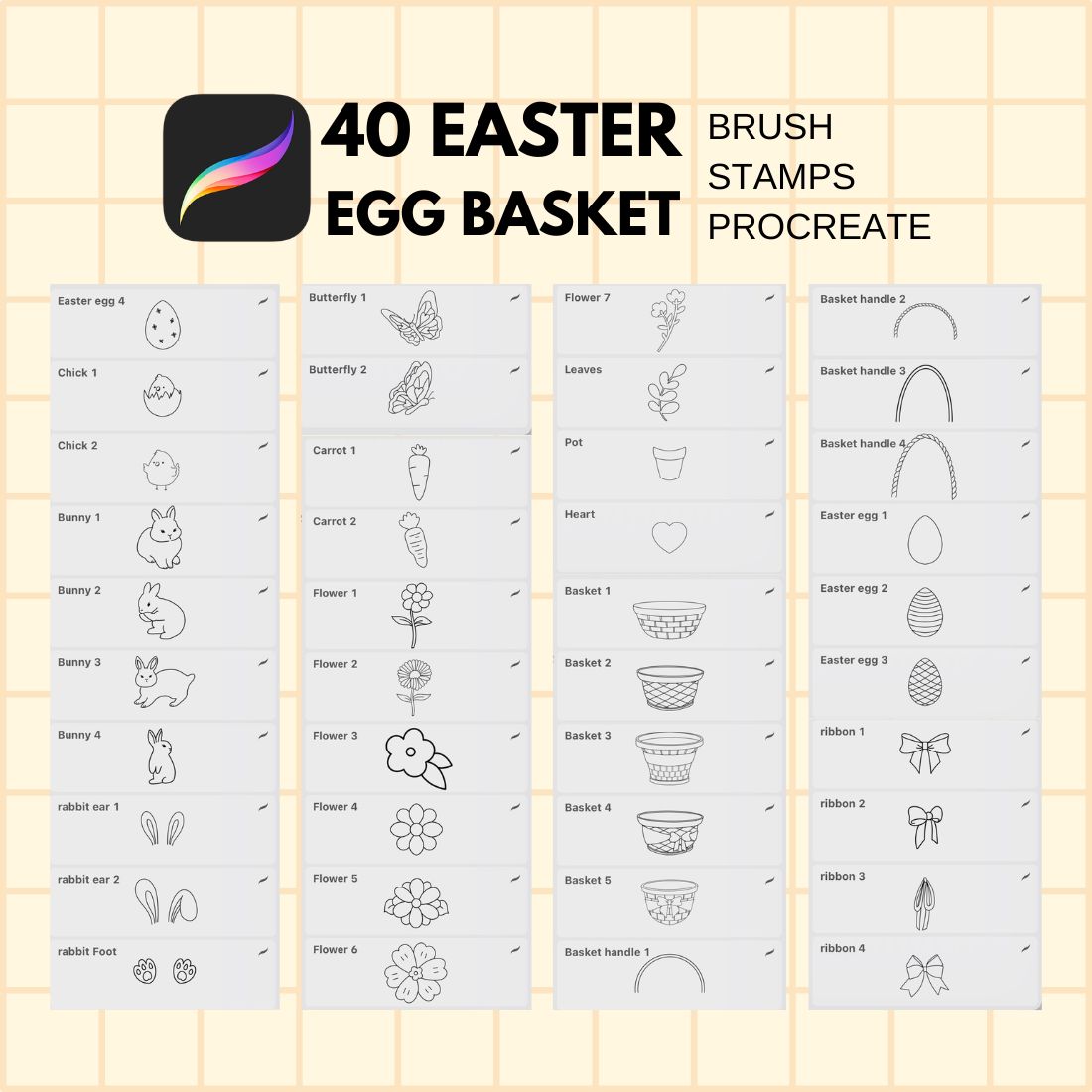 Poster with the instructions for how to draw easter eggs.
