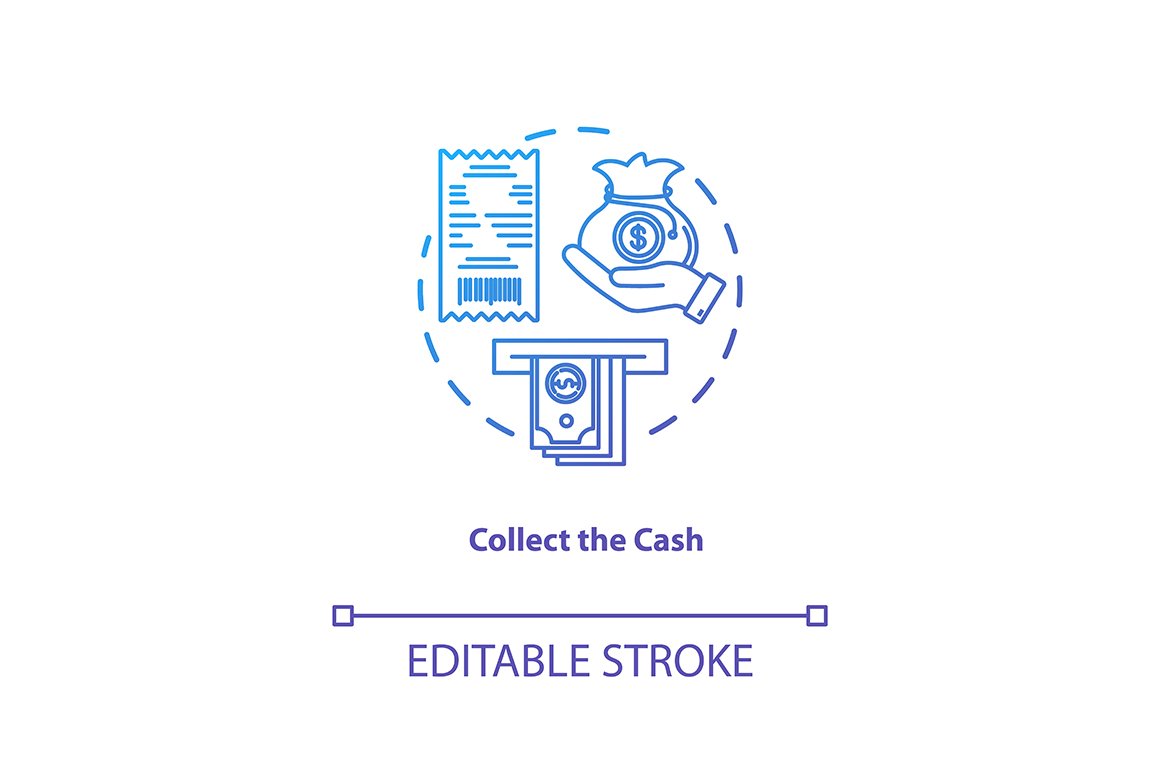 Collect cash blue concept icon cover image.